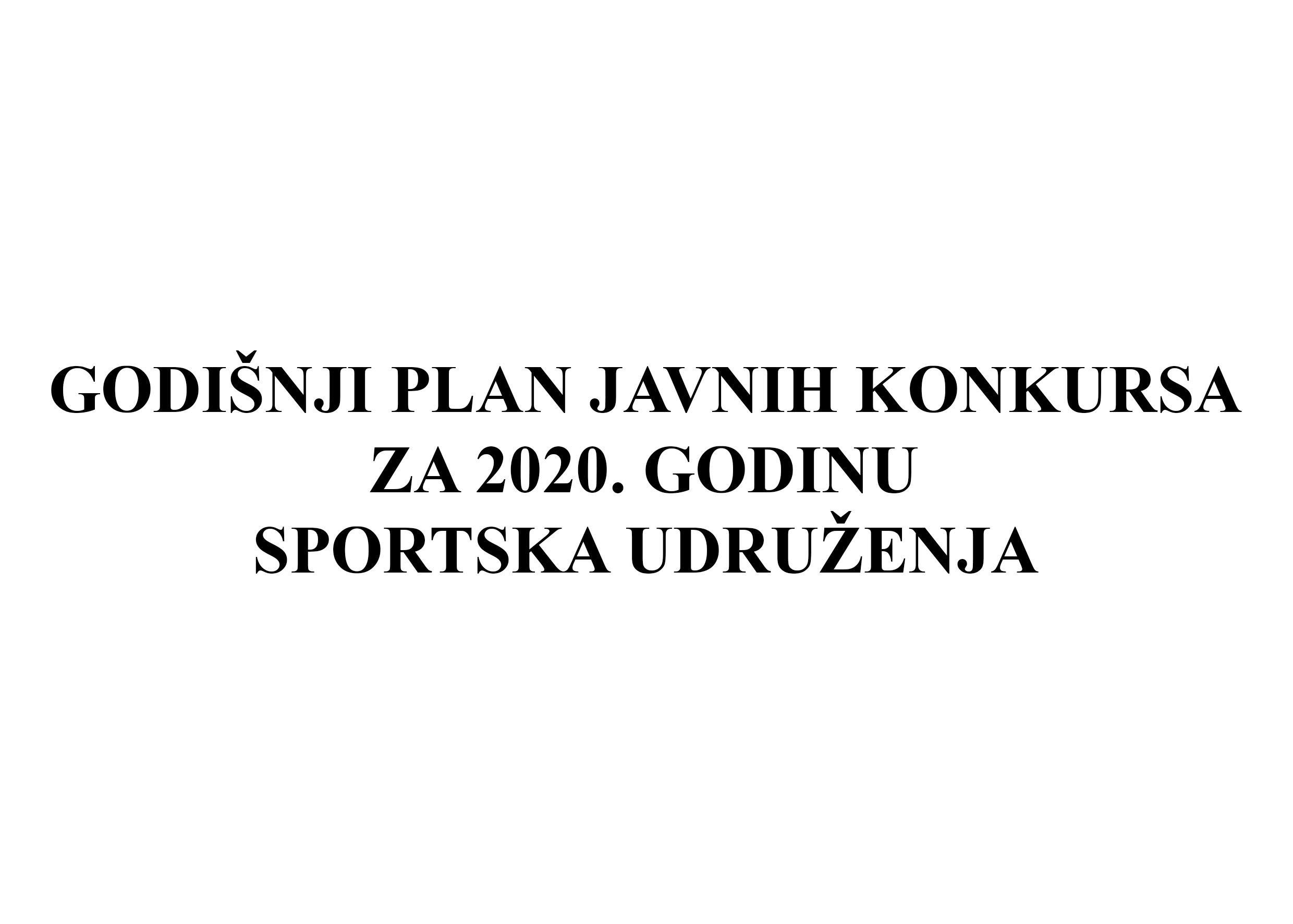 Godišnji plan javnih konkursa za 2020-sportska udruženja